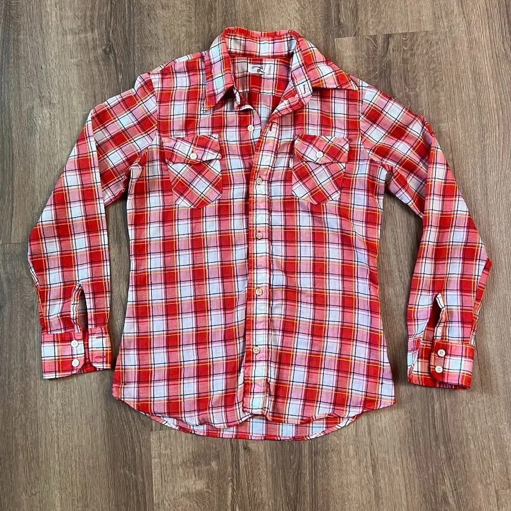 Levi's Vintage 70s Red Plaid Button Down Shirt